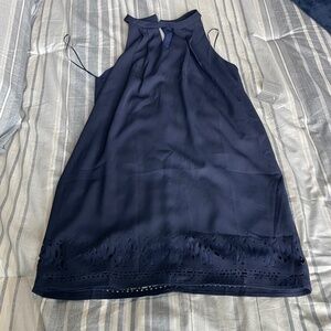NEW Greylin Navy Laser Cut Swing Dress, Women’s Size Large